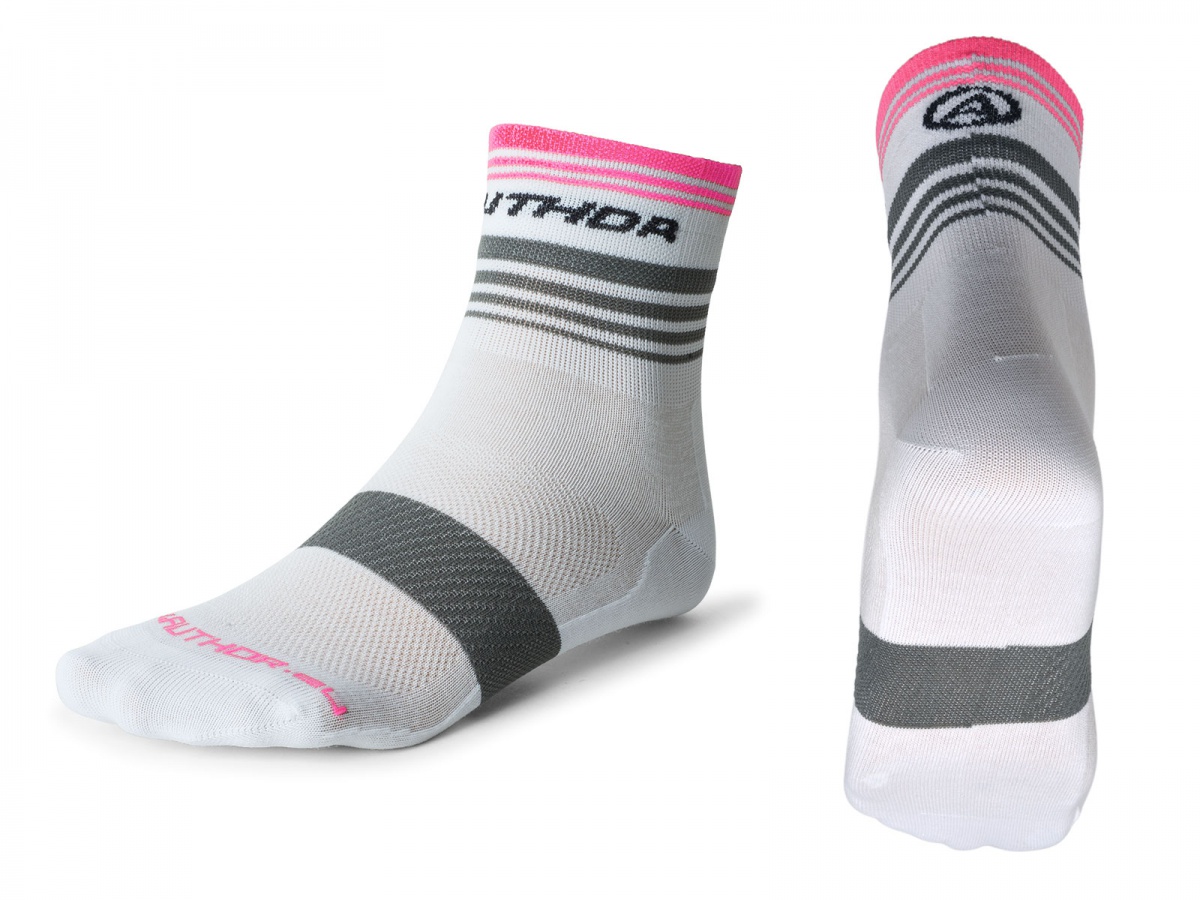 Ponožky Author ProLite X0 bílá/šedá/růžová neonová M 38-42